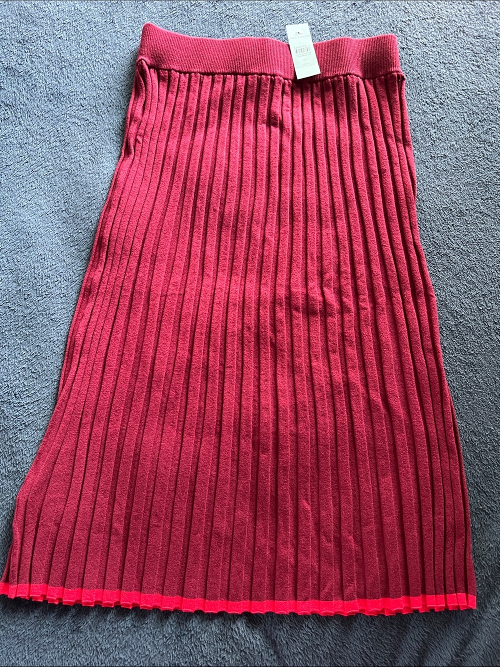 Ribbed Knit Midi Skirt in Deep Rasberry